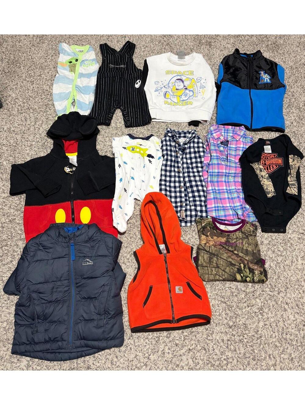 Kids clothing lot - Disney / Carhartt / Harley Davidson / LL bean / Star Wars